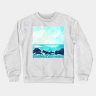 Watercolor rocky shoreline Crewneck Sweatshirt